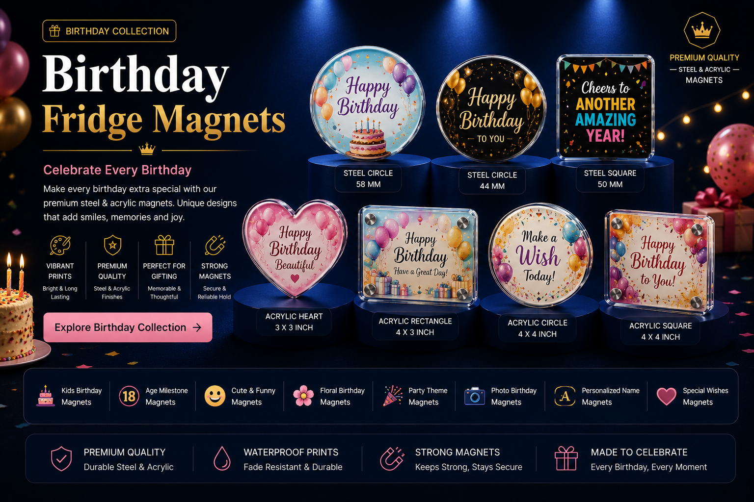 Birthday Fridge Magnets hero banner