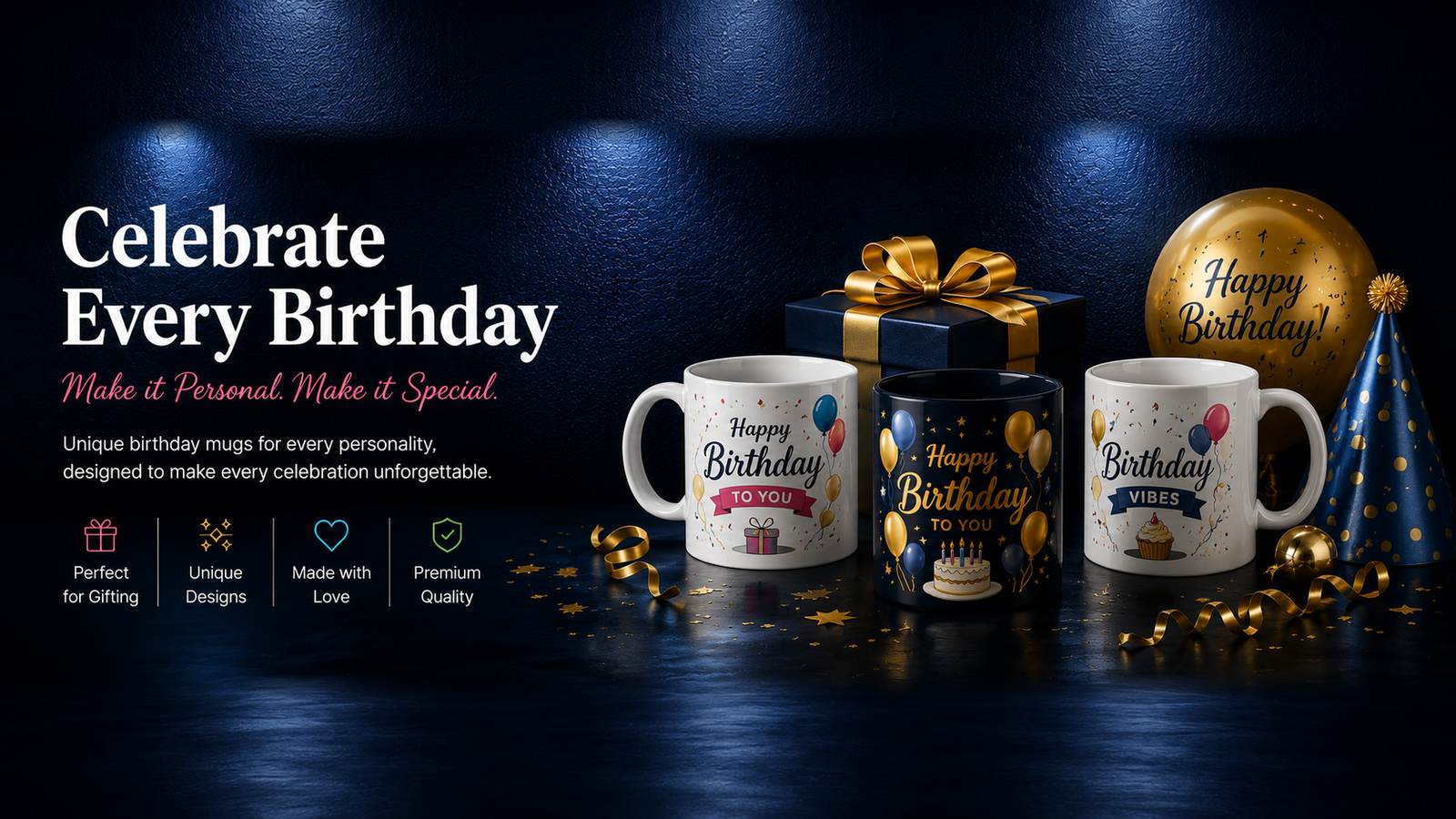 Premium personalised birthday mugs for family, friends, children and milestone celebrations