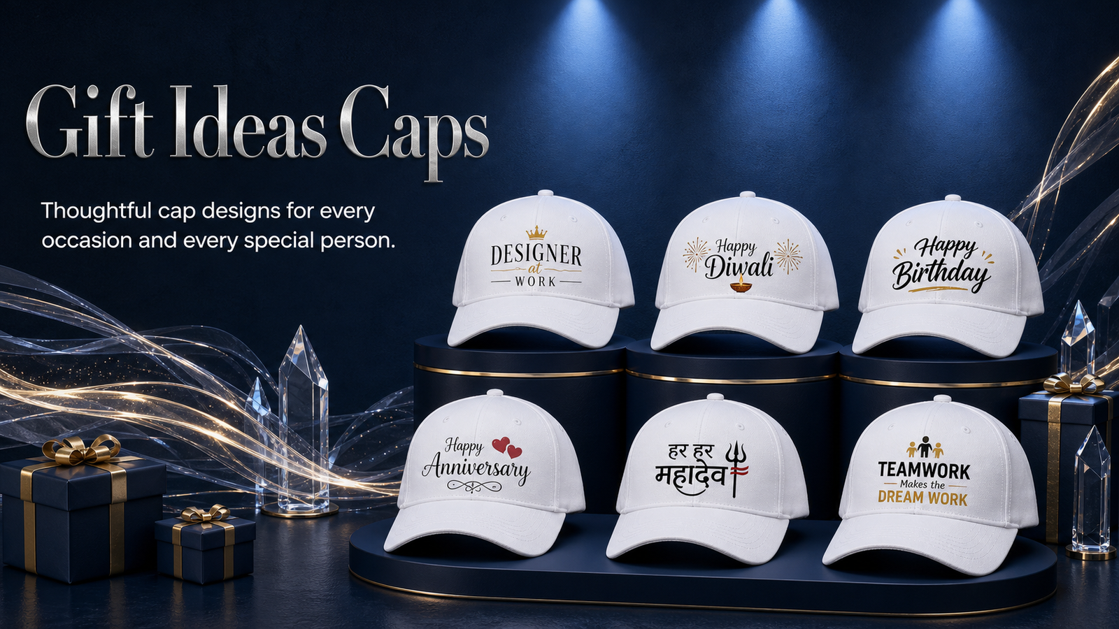 Gift-idea Caps from Designer, Festival, Birthday, Anniversary, Devotional and Corporate collections