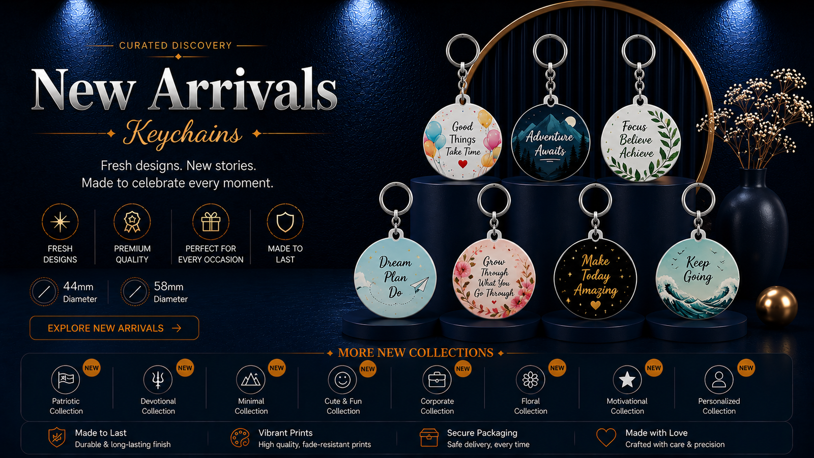 New arrival keychains from Designer, Festival, Birthday, Anniversary, Devotional and Corporate collections