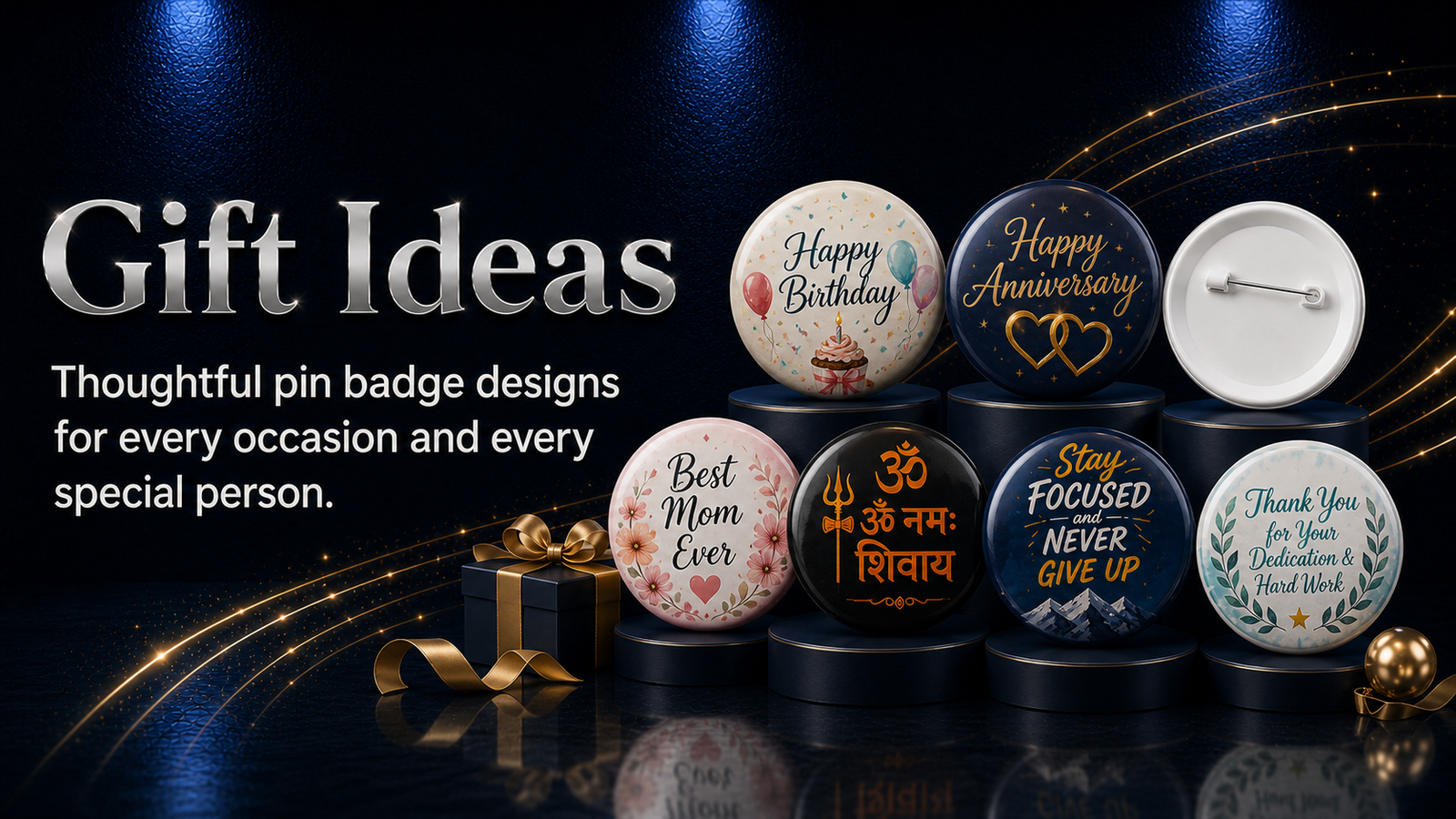 Pin badge gift ideas from Designer, Festival, Birthday, Anniversary, Devotional and Corporate collections
