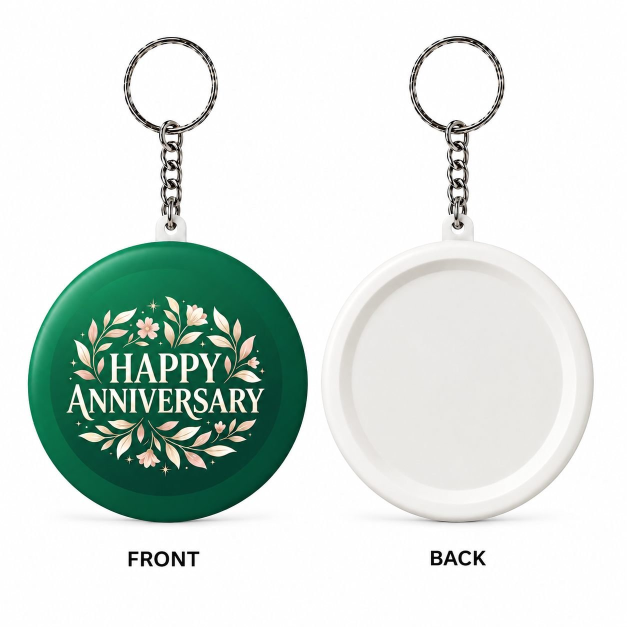 Emerald Floral Happy Anniversary Keychain view 2