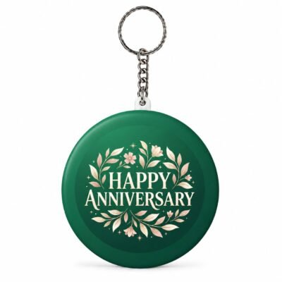 Emerald Floral Happy Anniversary Keychain