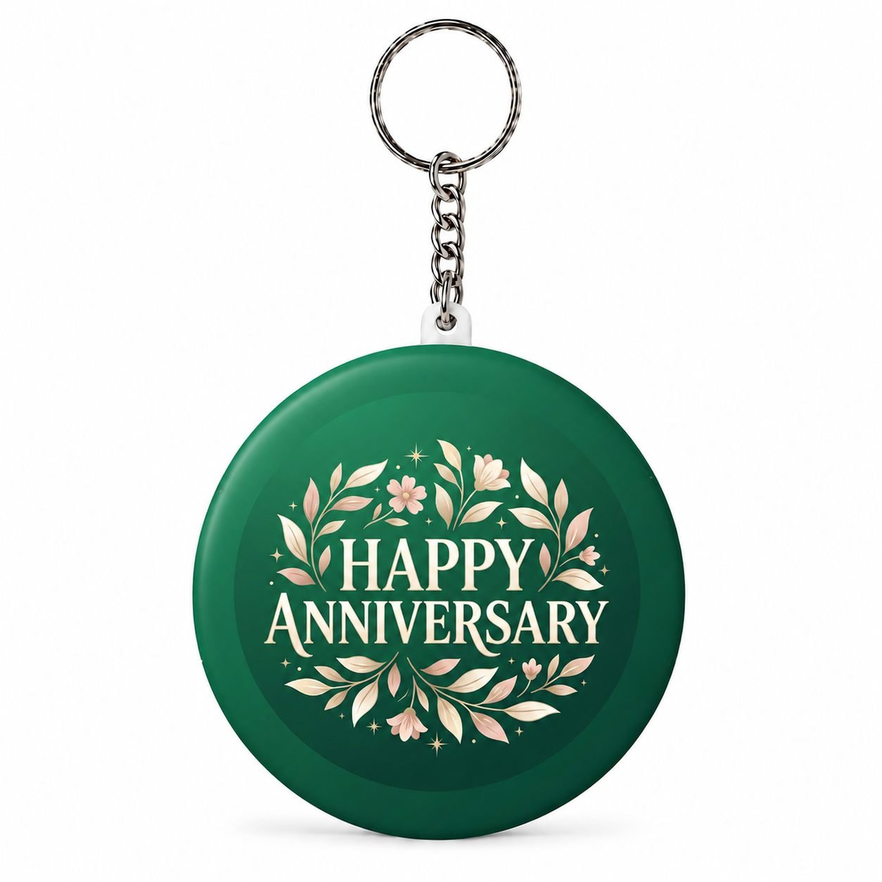 Emerald Floral Happy Anniversary Keychain view 1