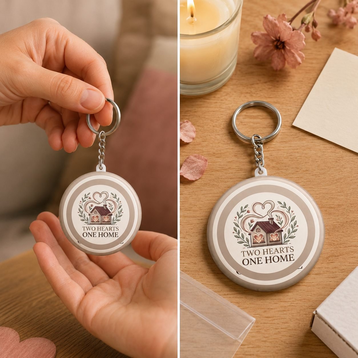 Two Hearts One Home Anniversary Keychain view 4