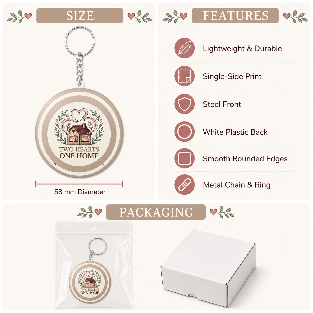 Two Hearts One Home Anniversary Keychain view 5