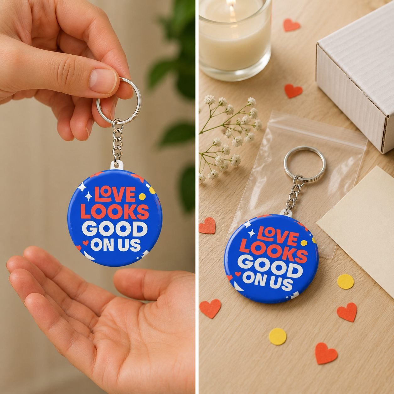Love Looks Good on Us Anniversary Keychain view 3