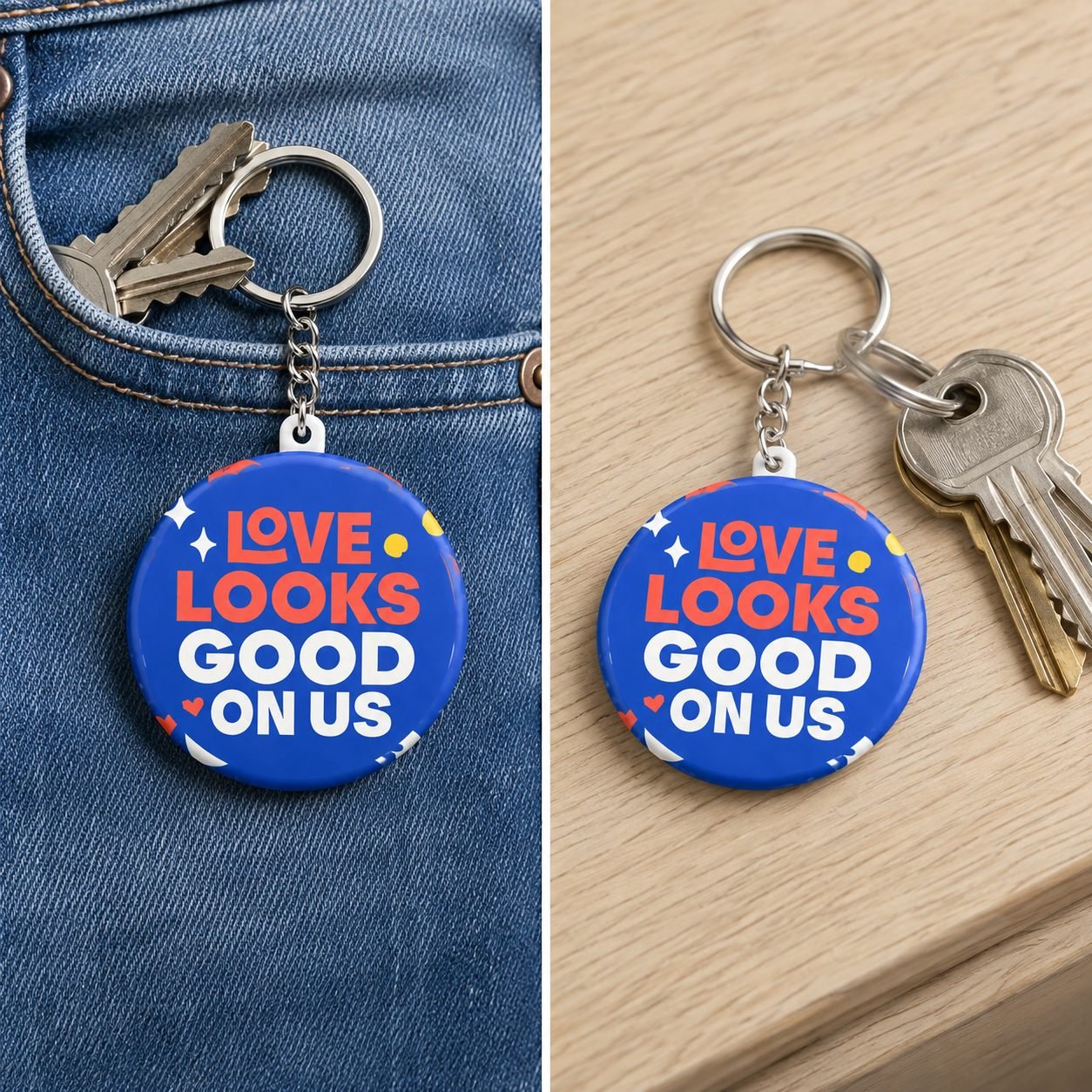Love Looks Good on Us Anniversary Keychain view 4