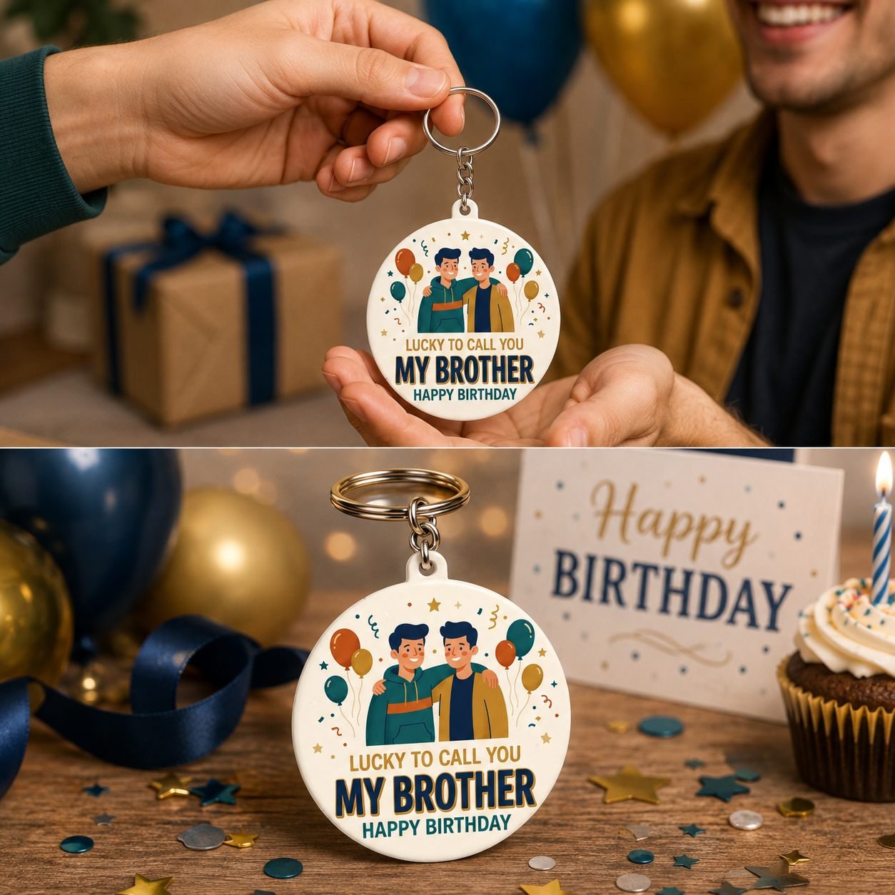 Lucky to Call You My Brother Birthday Keychain view 3