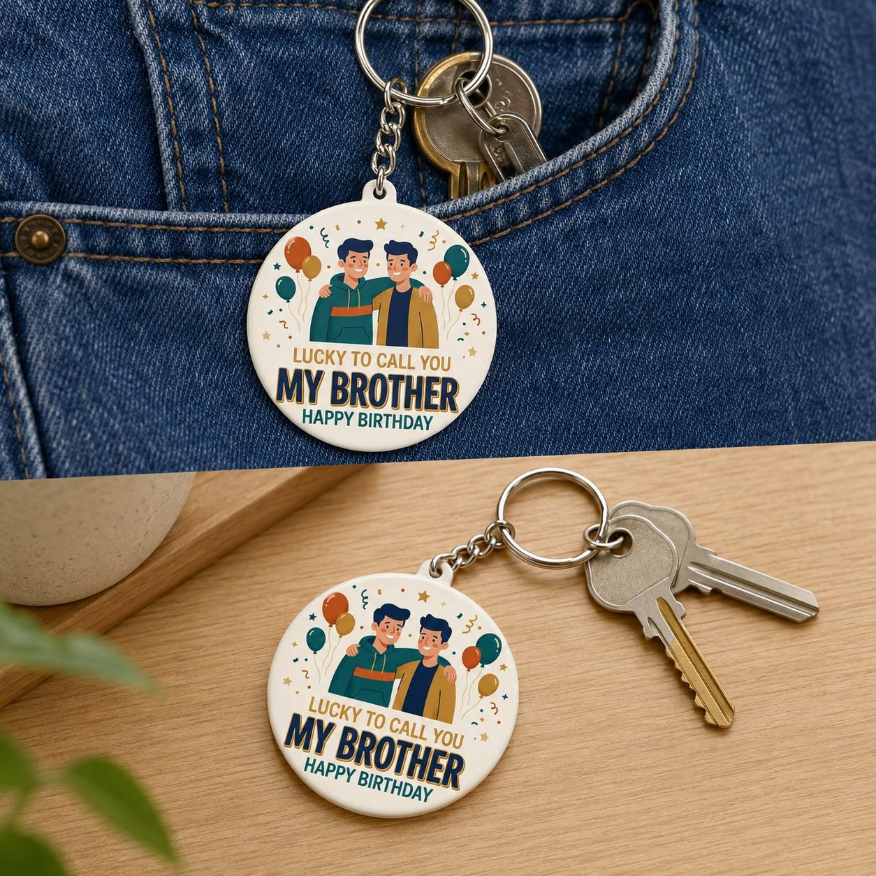 Lucky to Call You My Brother Birthday Keychain view 4
