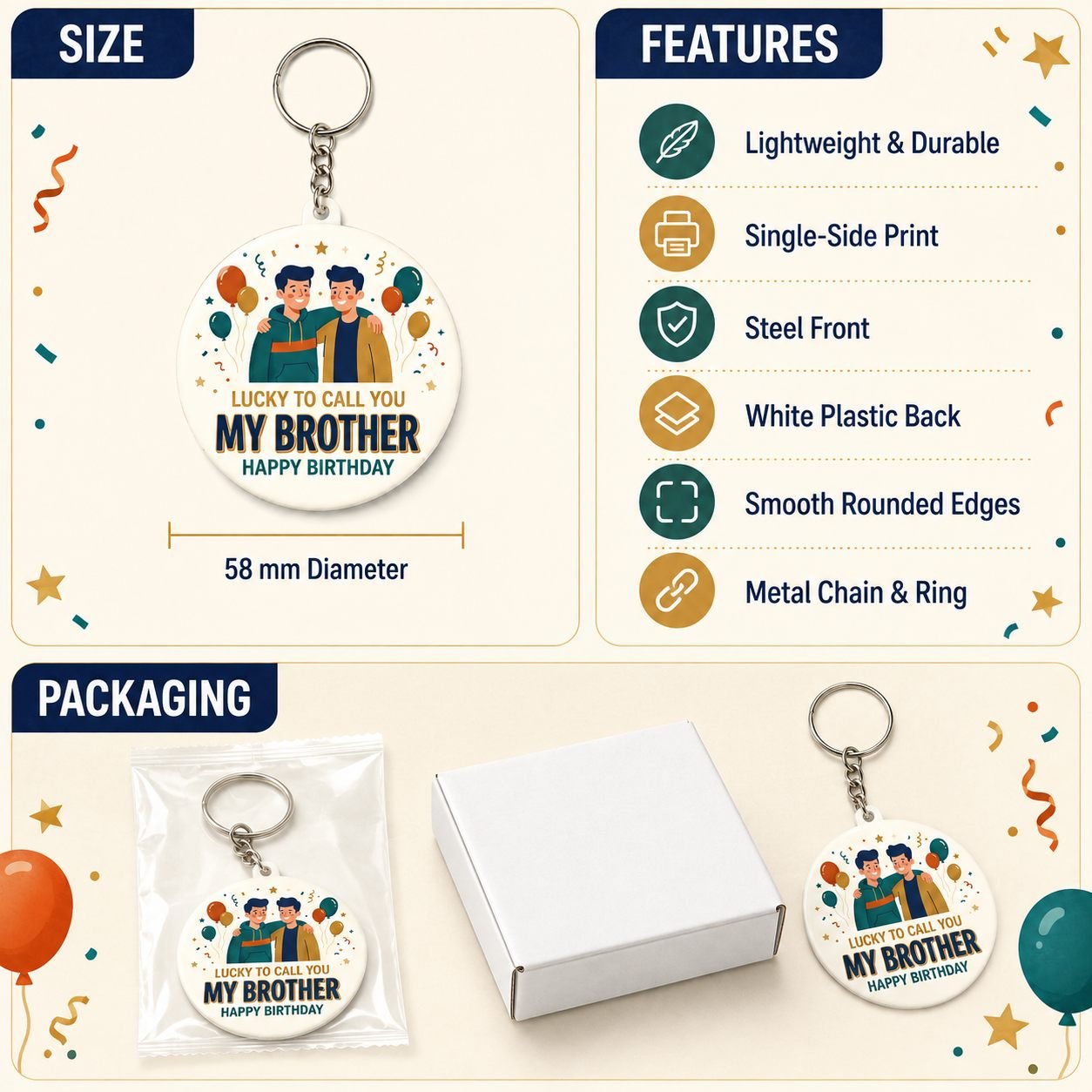 Lucky to Call You My Brother Birthday Keychain view 5