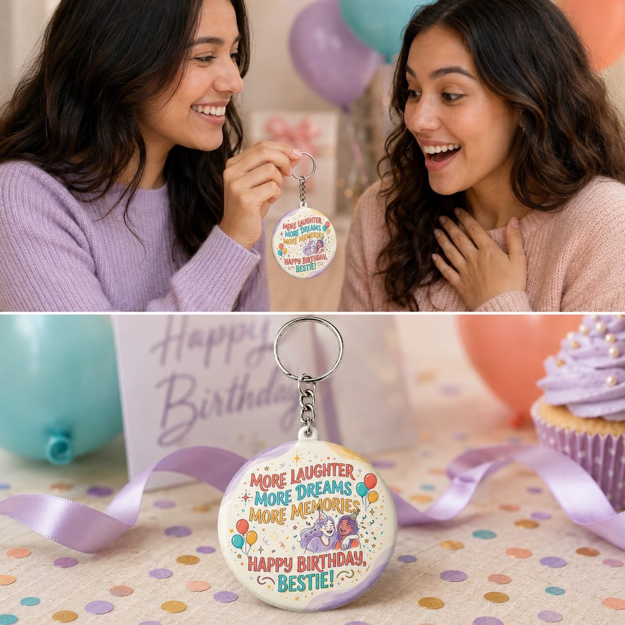 More Laughter More Dreams Bestie Keychain view 5