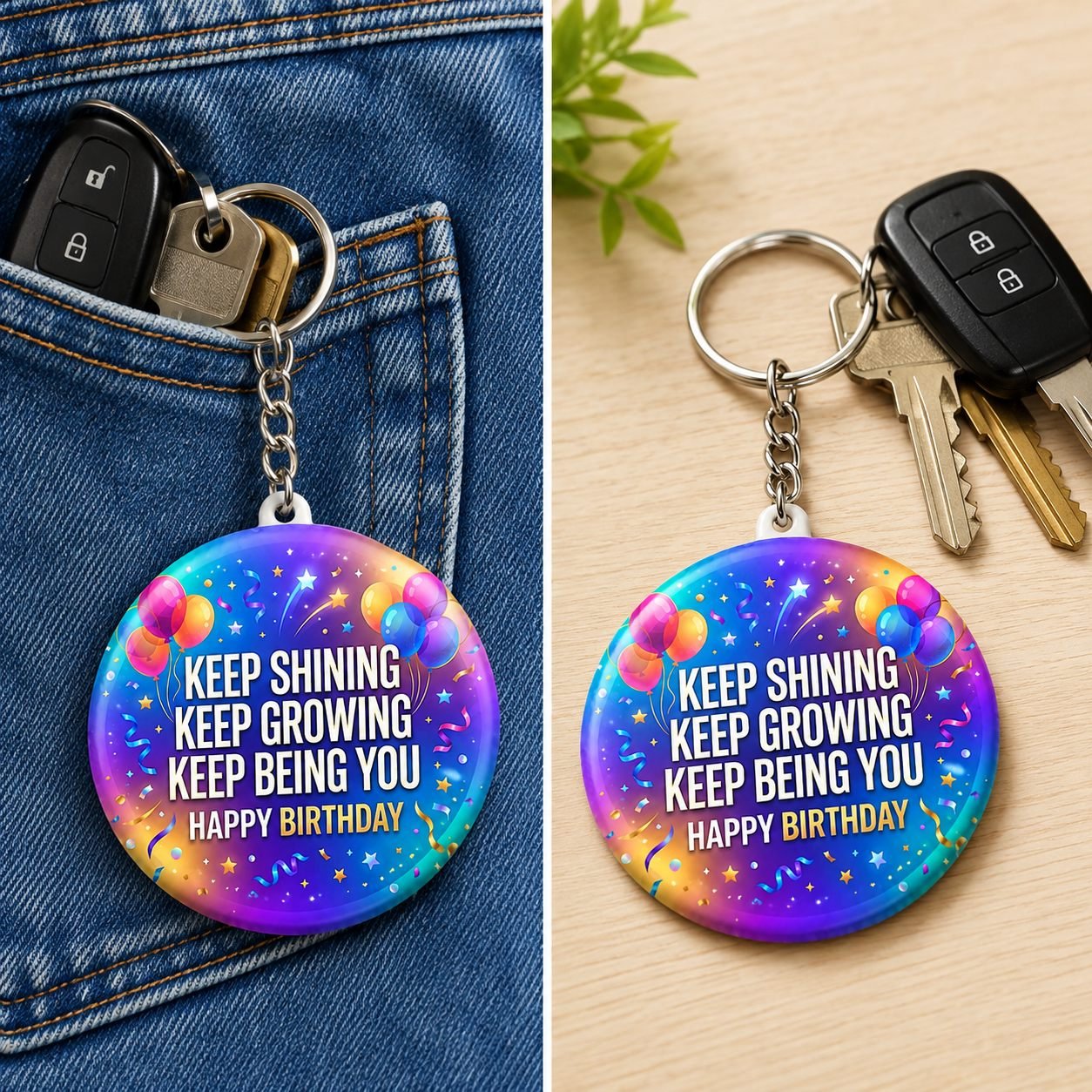 Keep Shining Keep Growing Birthday Keychain view 3