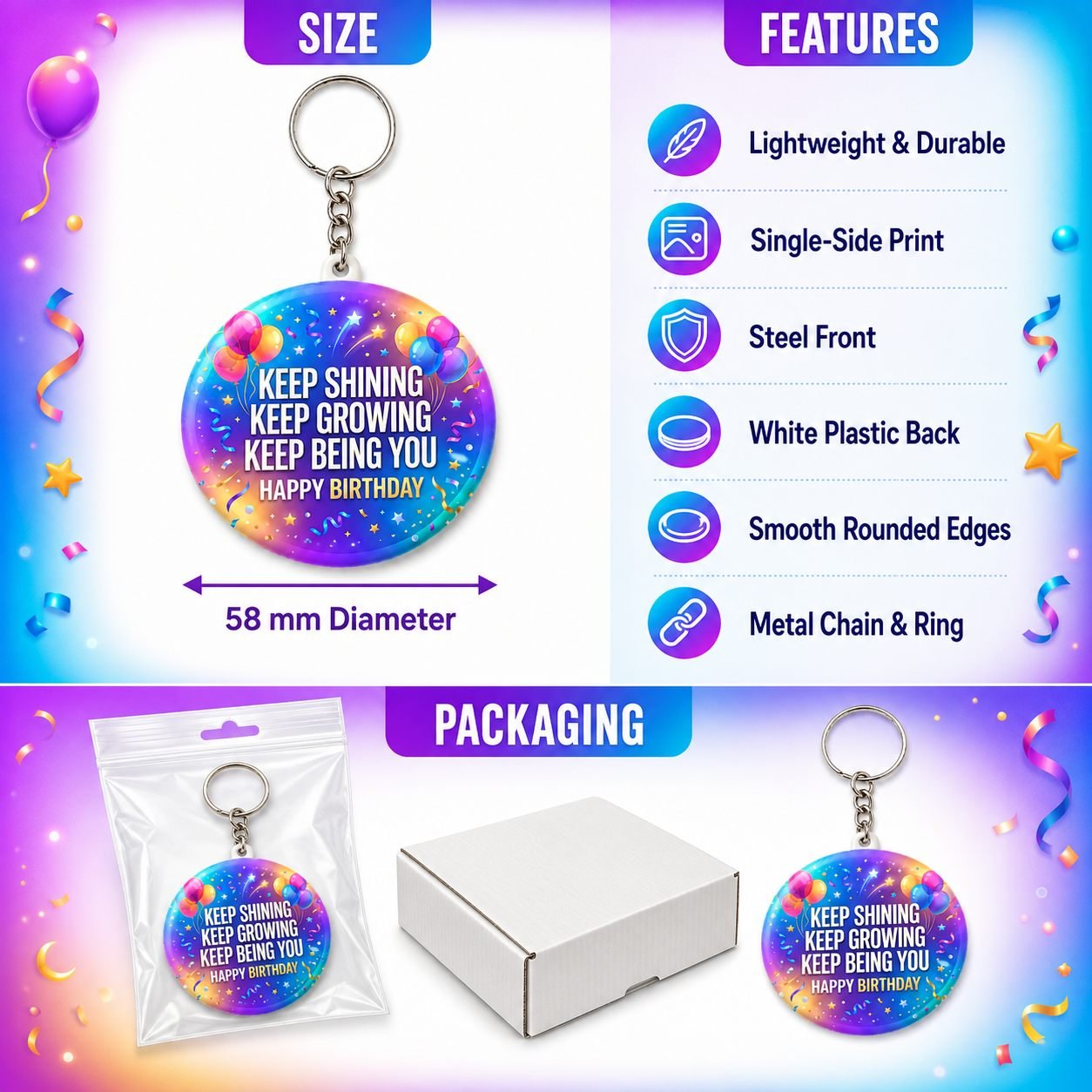 Keep Shining Keep Growing Birthday Keychain view 5