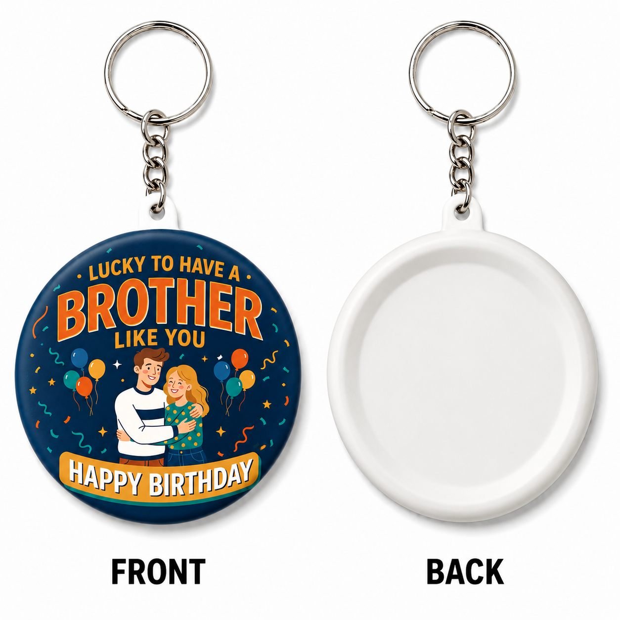 Bold Orange Brother Birthday Keychain view 2
