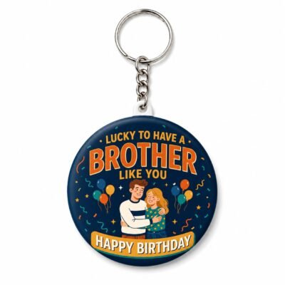 Bold Orange Brother Birthday Keychain