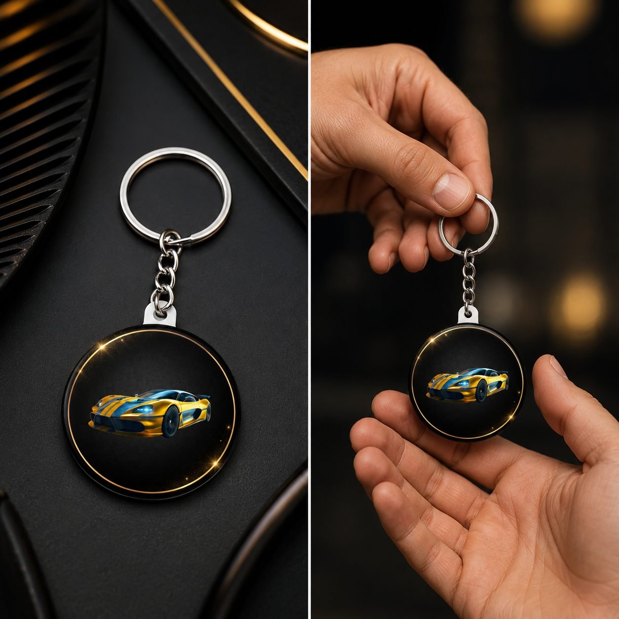 Emerald Art Deco Designer Keychain view 3