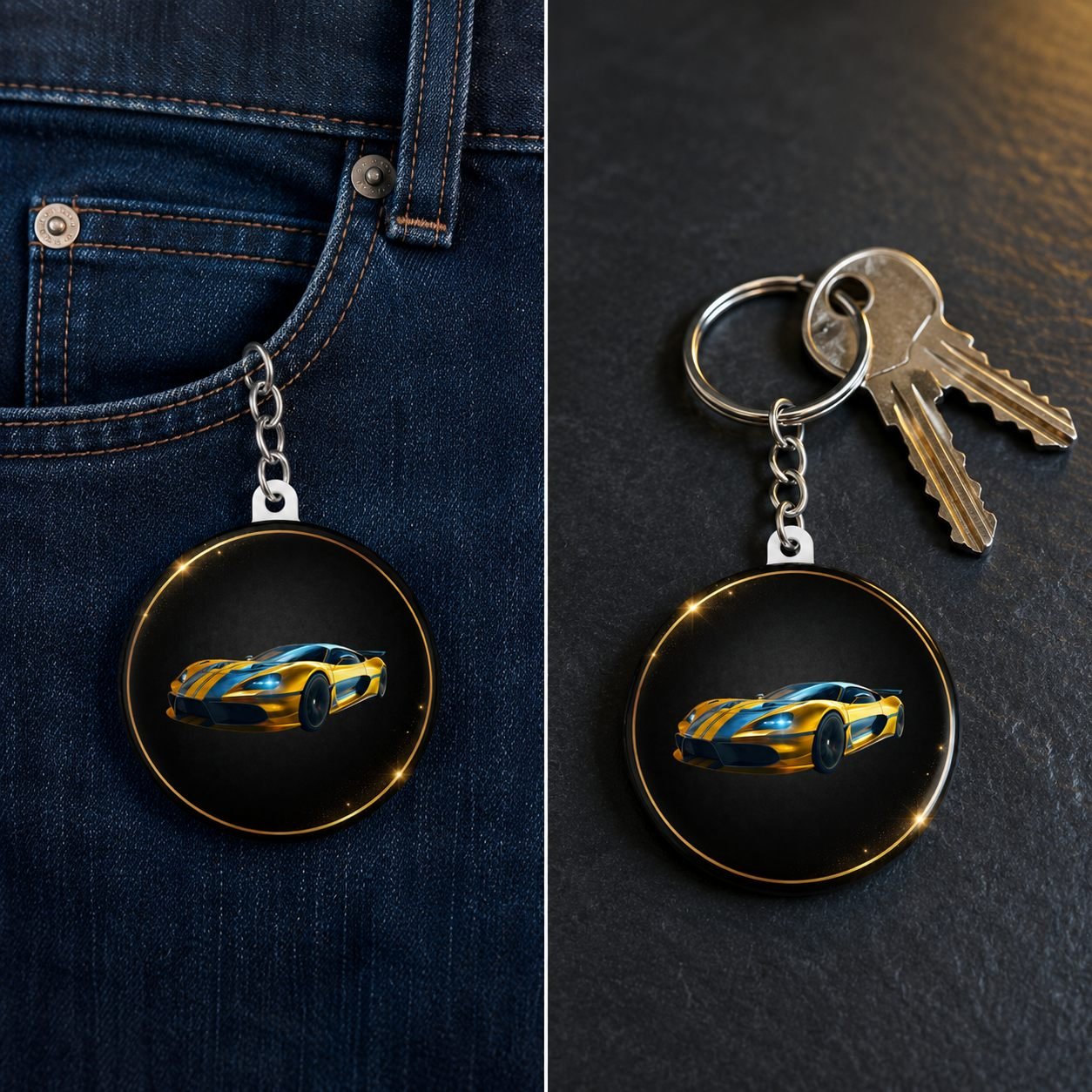 Emerald Art Deco Designer Keychain view 4