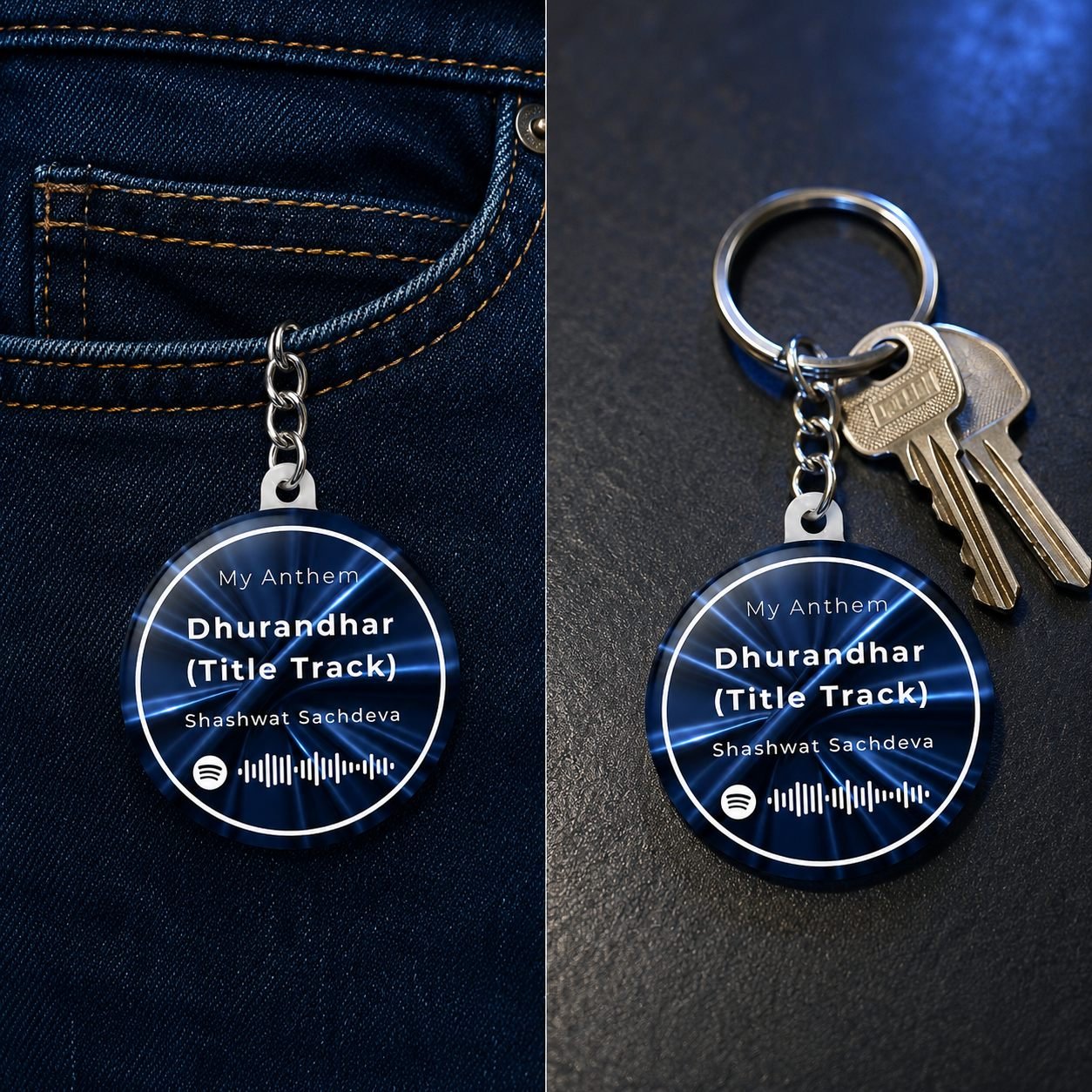 Celestial Crescent Moon Designer Keychain view 3