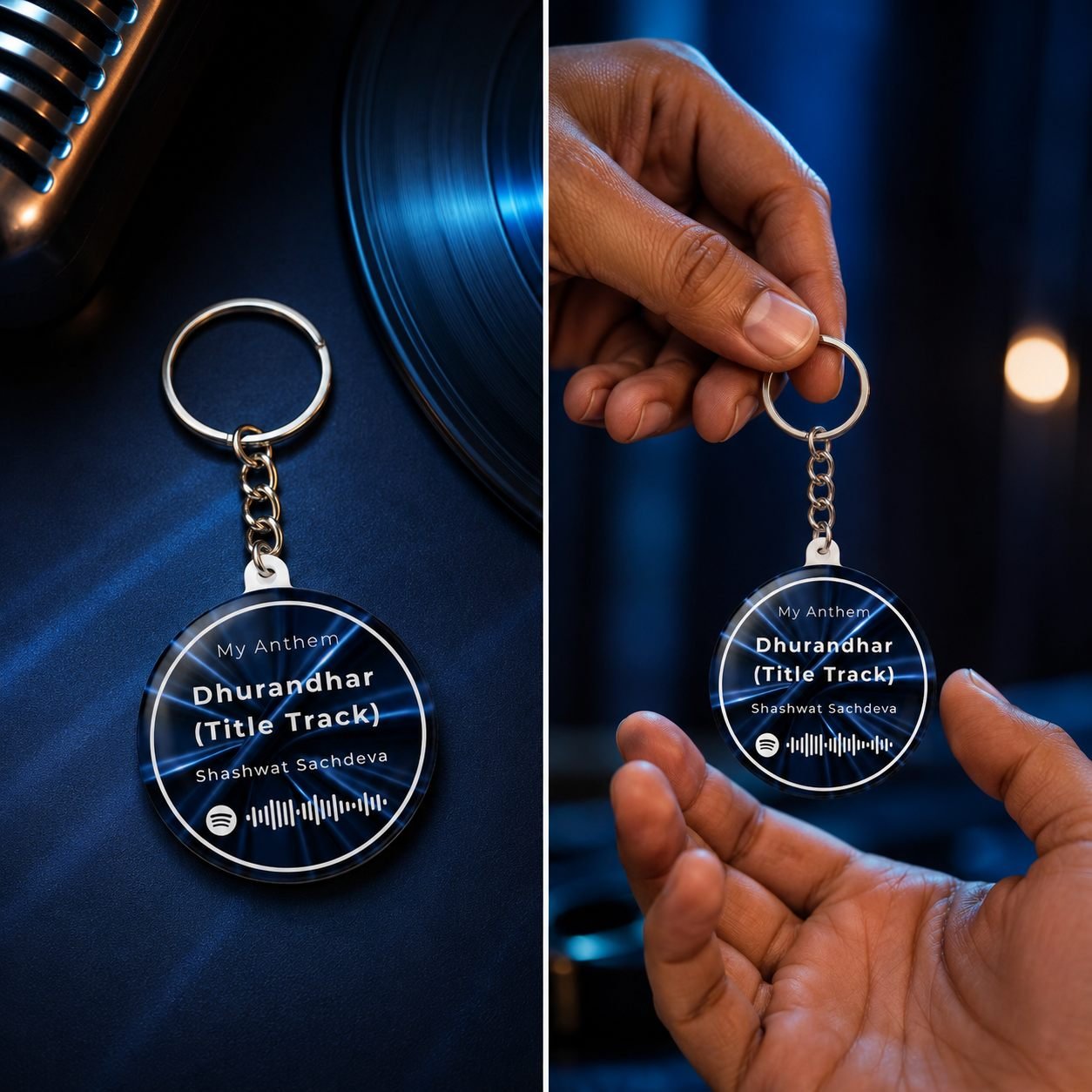 Celestial Crescent Moon Designer Keychain view 4