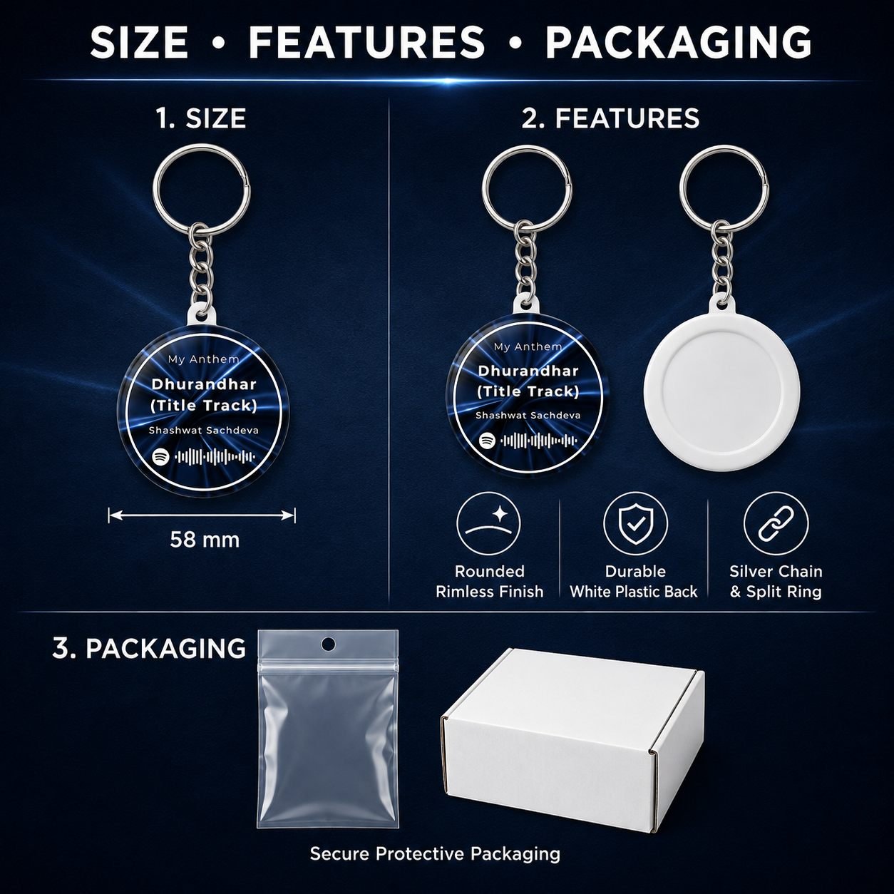 Celestial Crescent Moon Designer Keychain view 5