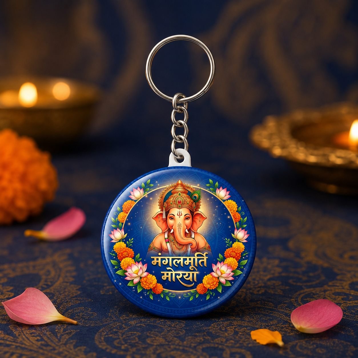 Mangalmurti Morya Floral Ganesha Keychain view 4