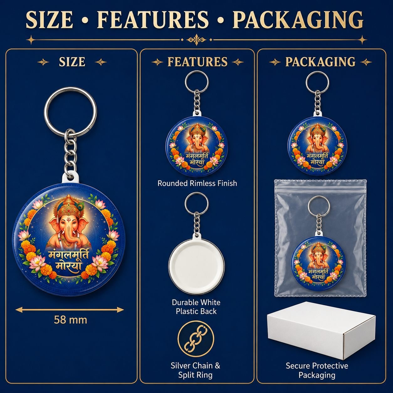 Mangalmurti Morya Floral Ganesha Keychain view 6
