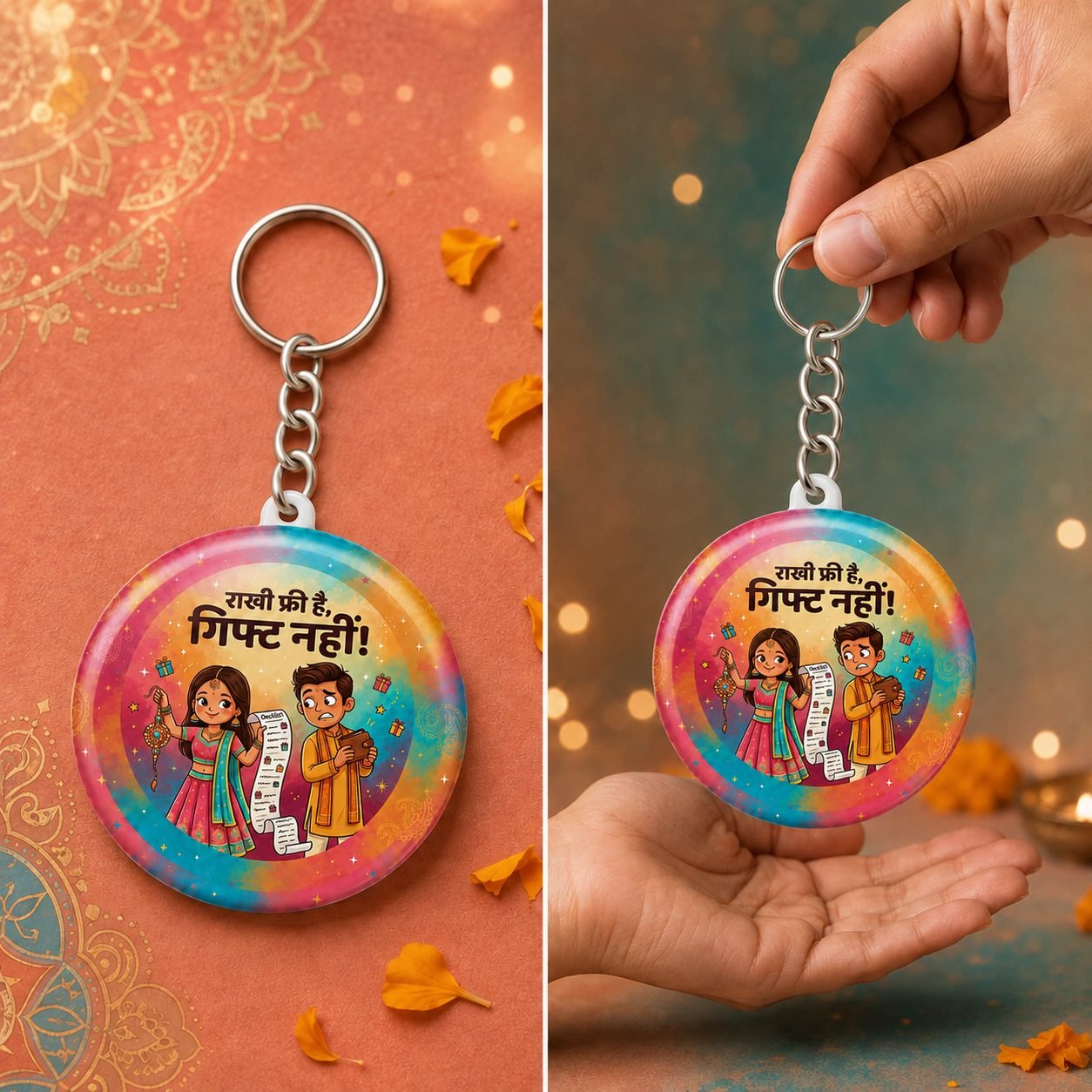 Rakhi Free Hai Gift Nahi Funny Keychain view 4