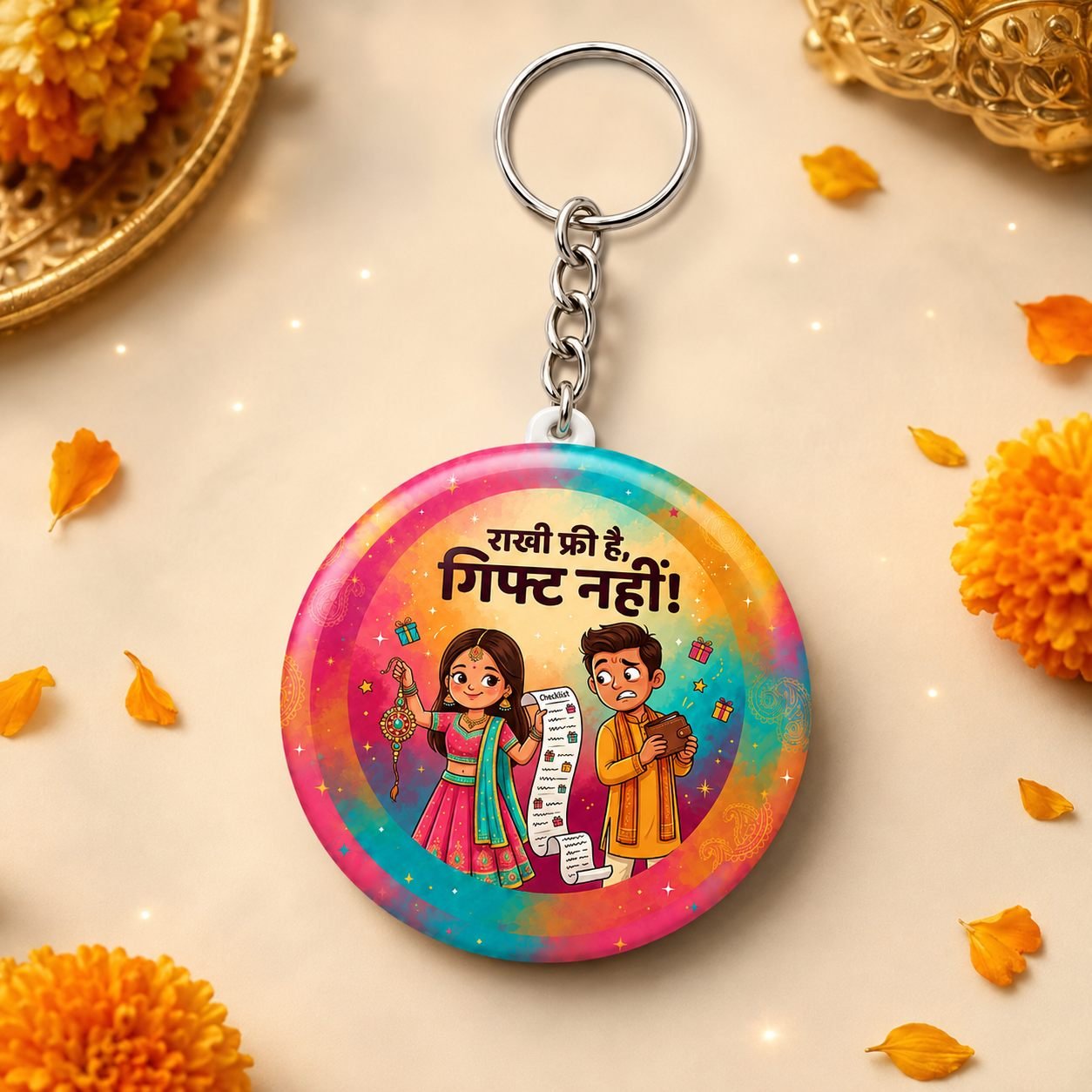 Rakhi Free Hai Gift Nahi Funny Keychain view 5
