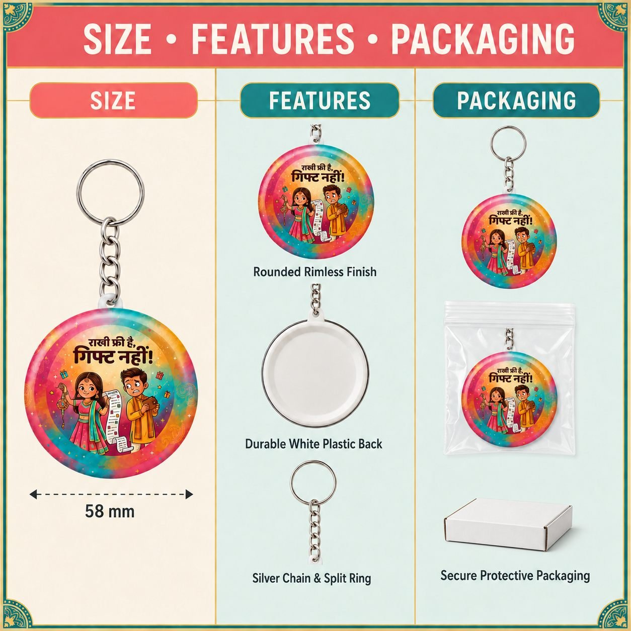 Rakhi Free Hai Gift Nahi Funny Keychain view 6