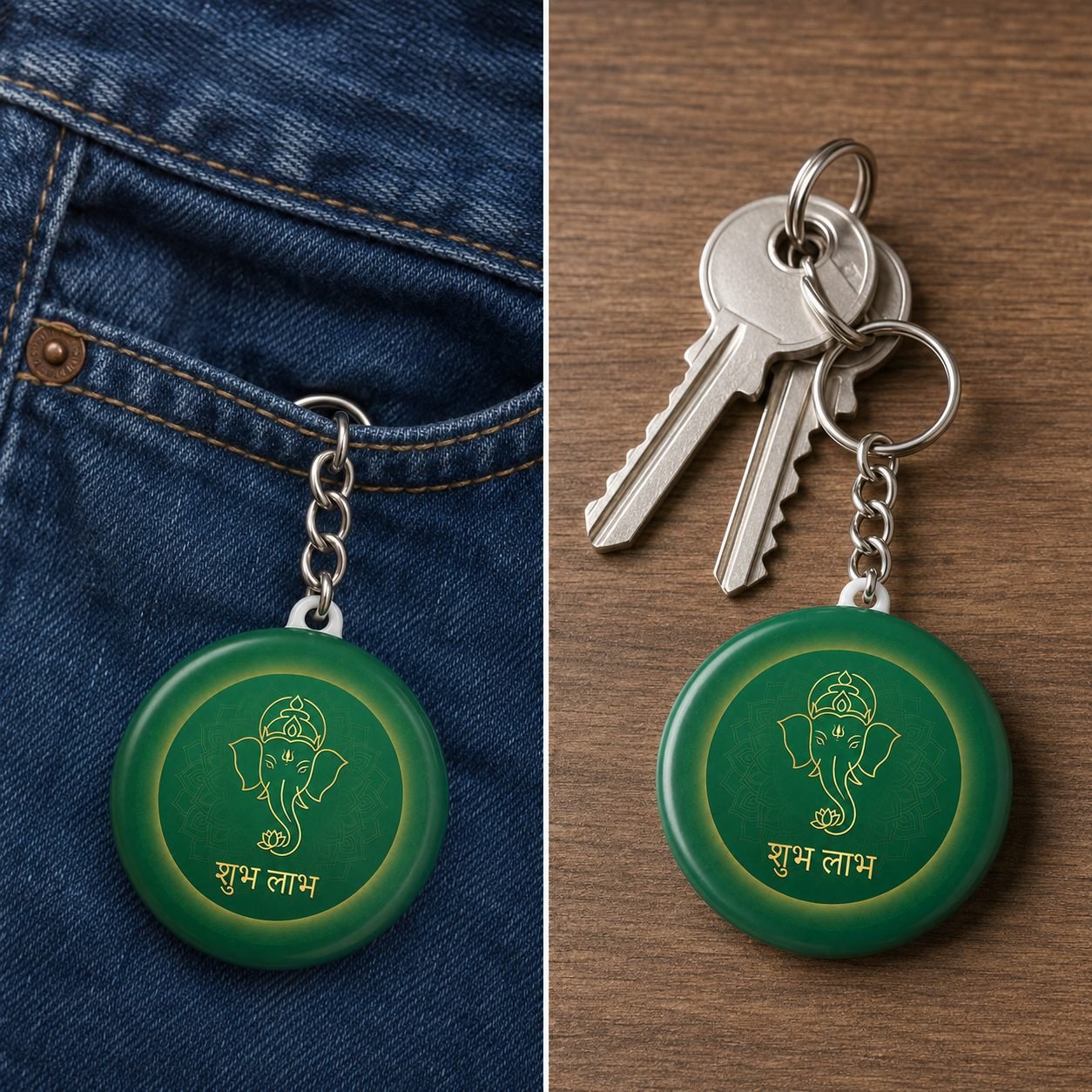 Shubh Labh Minimal Ganesha Keychain view 5