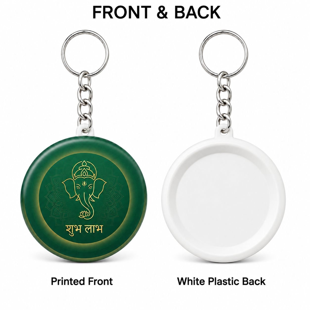 Shubh Labh Minimal Ganesha Keychain view 2