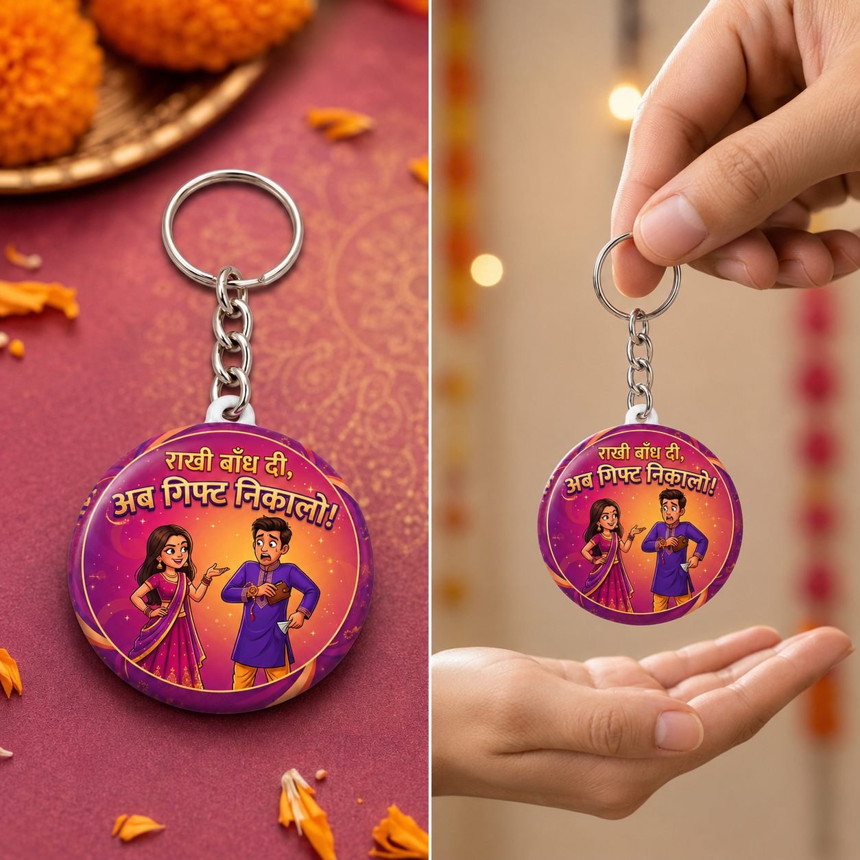 Rakhi Bandh Di Ab Gift Nikalo Funny Keychain view 3