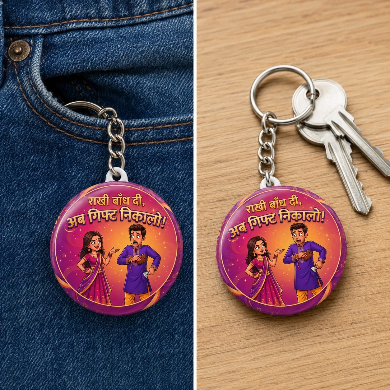 Rakhi Bandh Di Ab Gift Nikalo Funny Keychain view 5