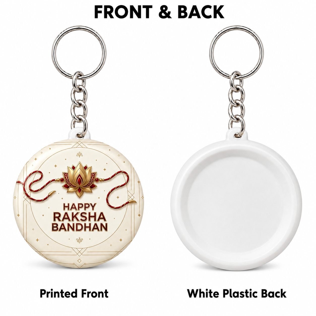 Happy Raksha Bandhan Lotus Rakhi Keychain view 2