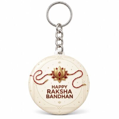 Happy Raksha Bandhan Lotus Rakhi Keychain