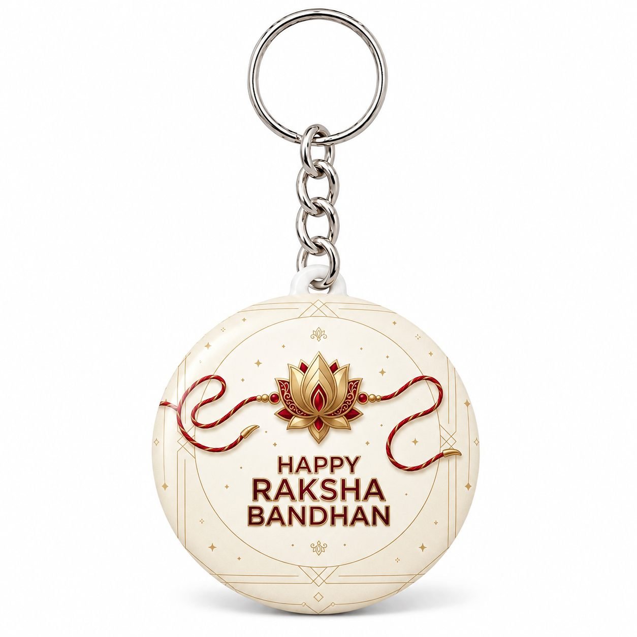 Happy Raksha Bandhan Lotus Rakhi Keychain view 1