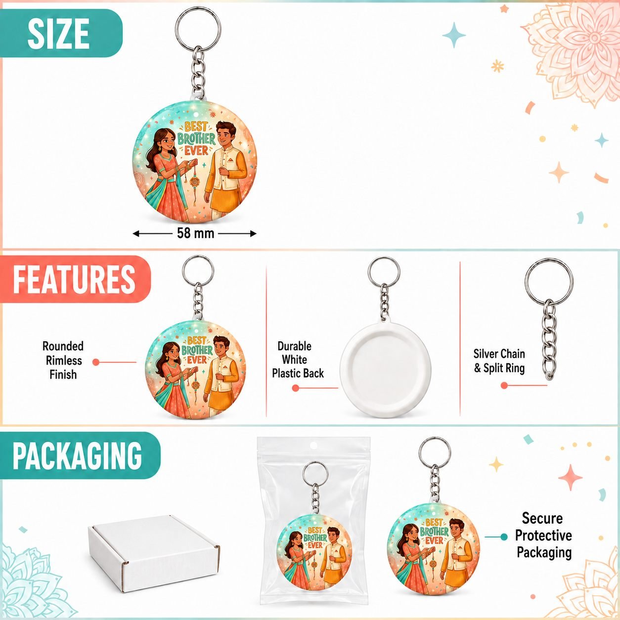 Best Brother Ever Raksha Bandhan Keychain view 6