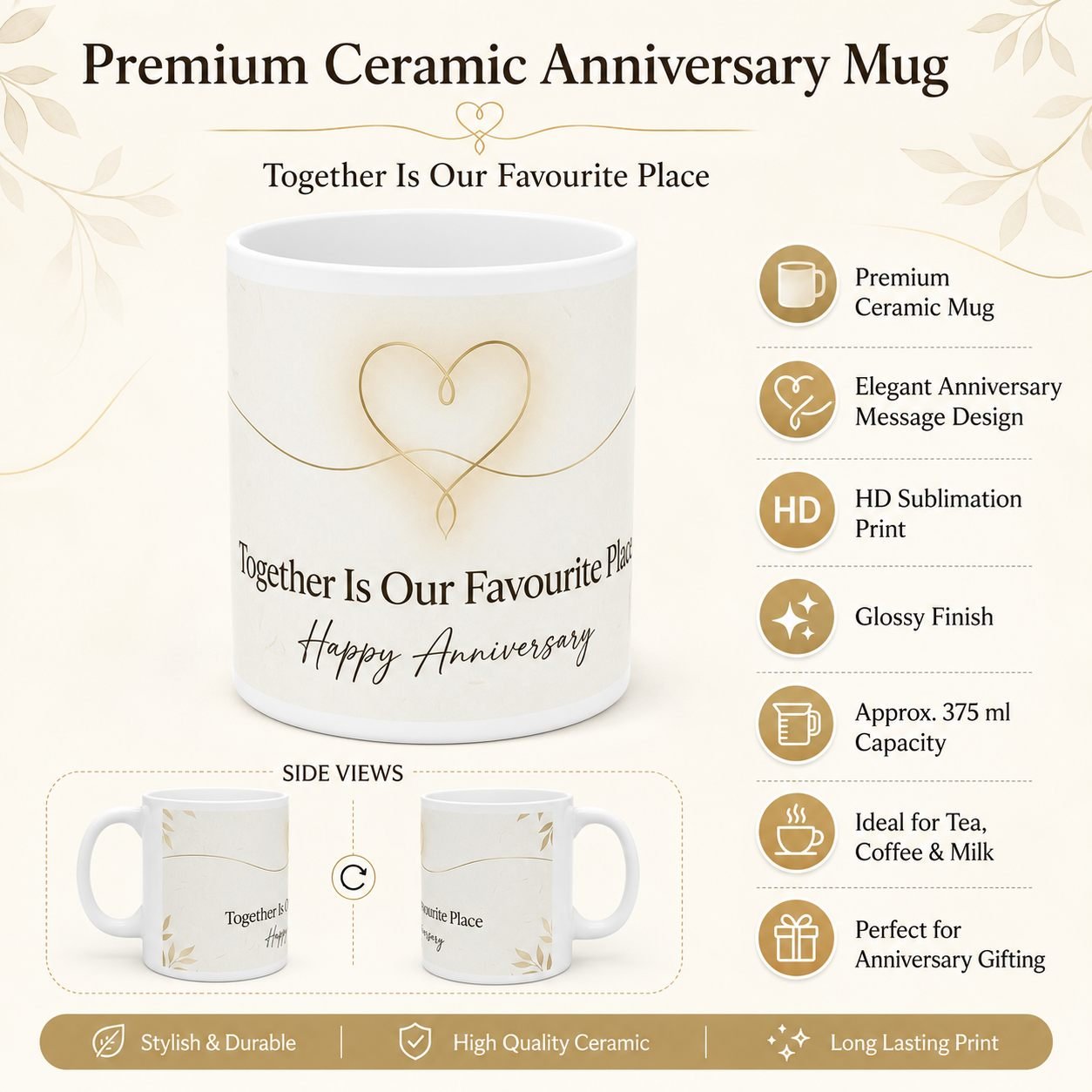 Together Is Our Favourite Place Anniversary Mug – 325 ml view 12