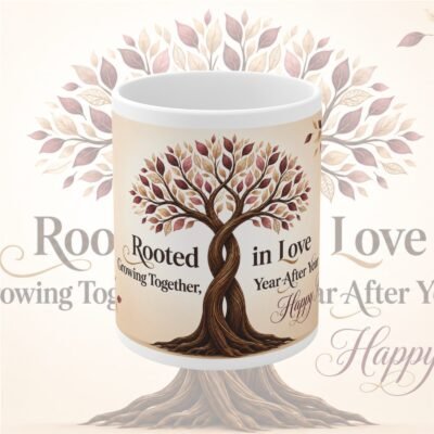 Rooted in Love Intertwined Tree Anniversary Mug – 325 ml