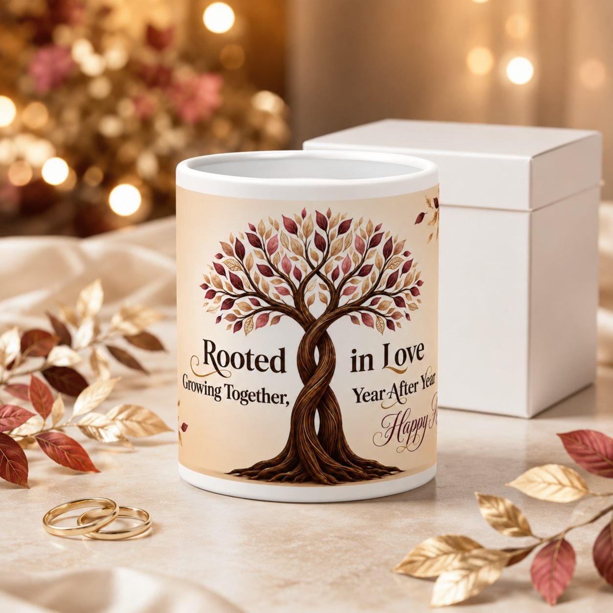 Rooted in Love Intertwined Tree Anniversary Mug – 325 ml view 8
