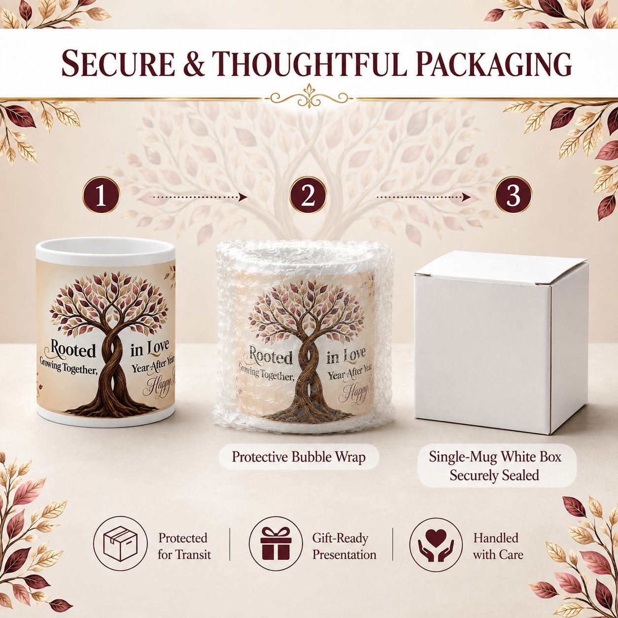 Rooted in Love Intertwined Tree Anniversary Mug – 325 ml view 9