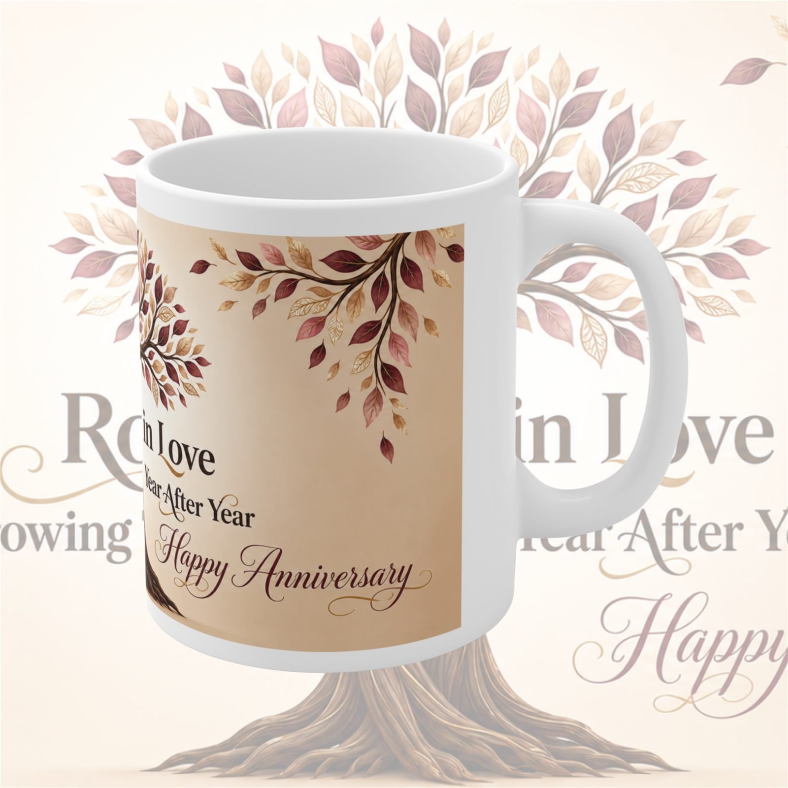 Rooted in Love Intertwined Tree Anniversary Mug – 325 ml view 3