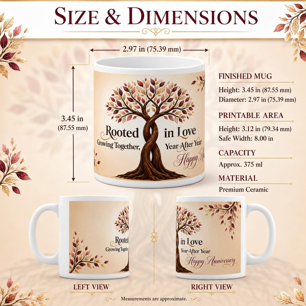 Rooted in Love Intertwined Tree Anniversary Mug – 325 ml view 11