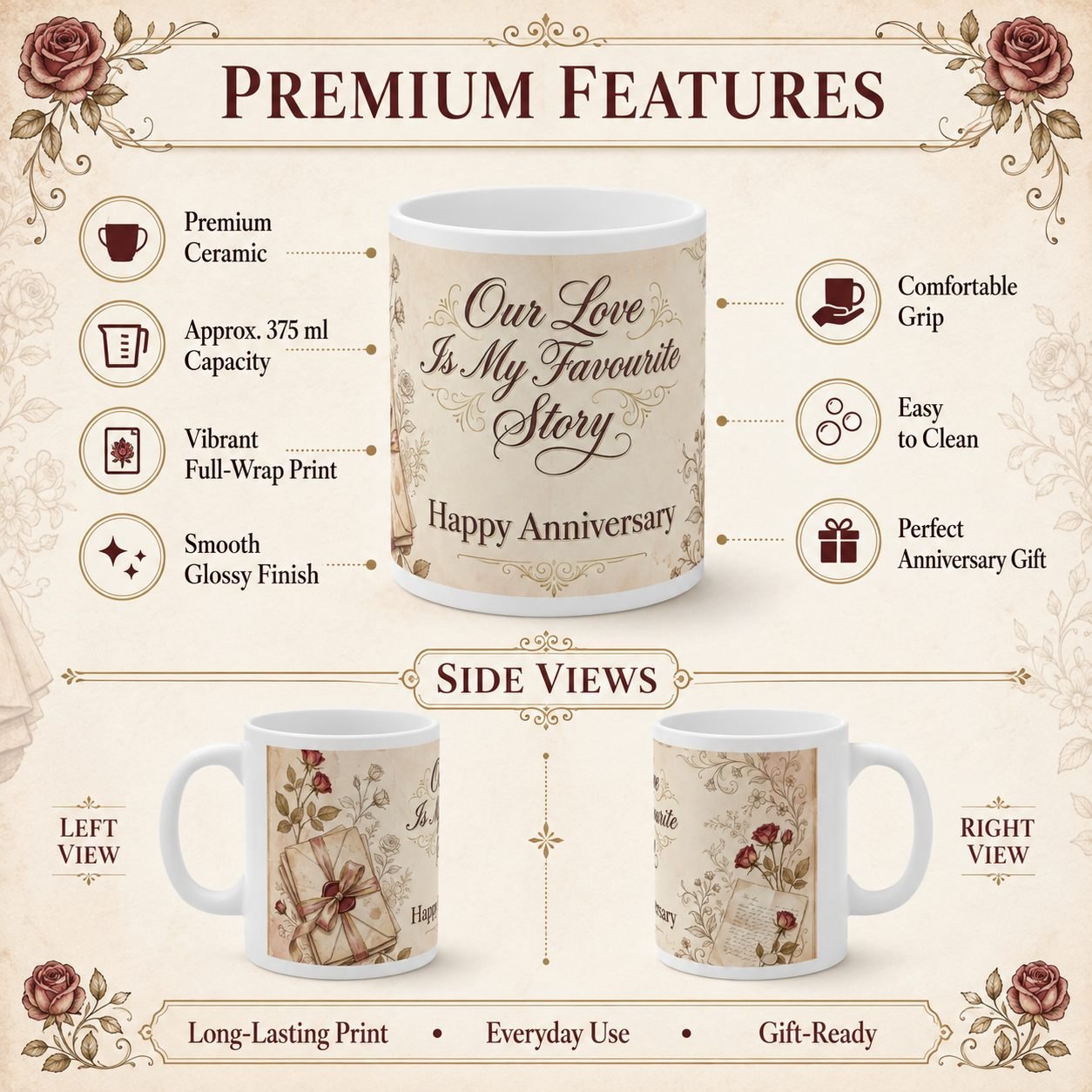 Our Love Is My Favourite Story Anniversary Mug – 325 ml view 10