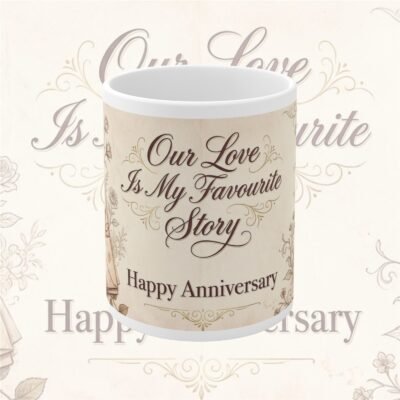Our Love Is My Favourite Story Anniversary Mug – 325 ml