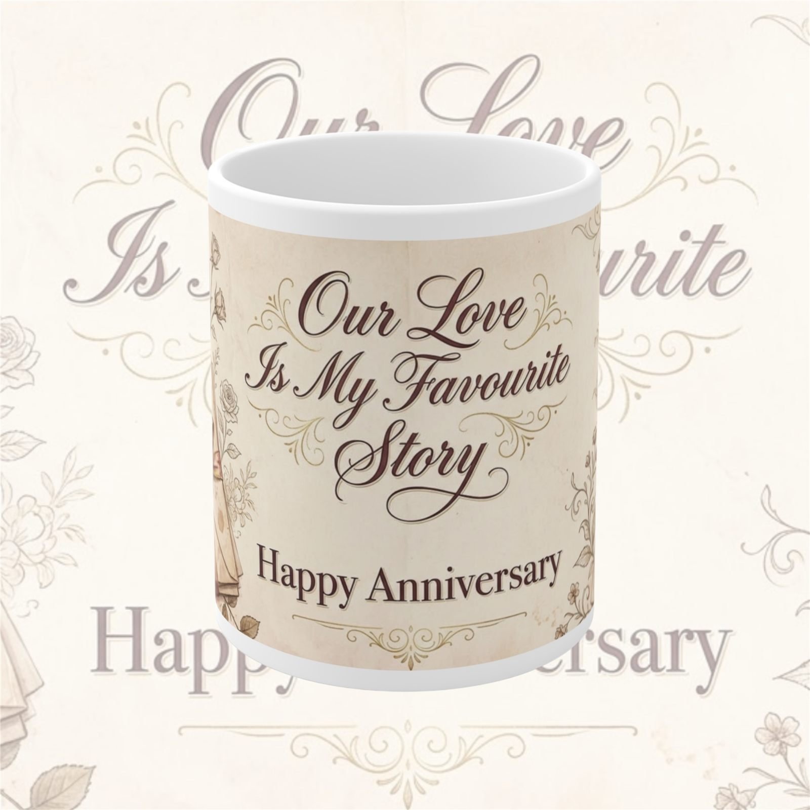 Our Love Is My Favourite Story Anniversary Mug – 325 ml