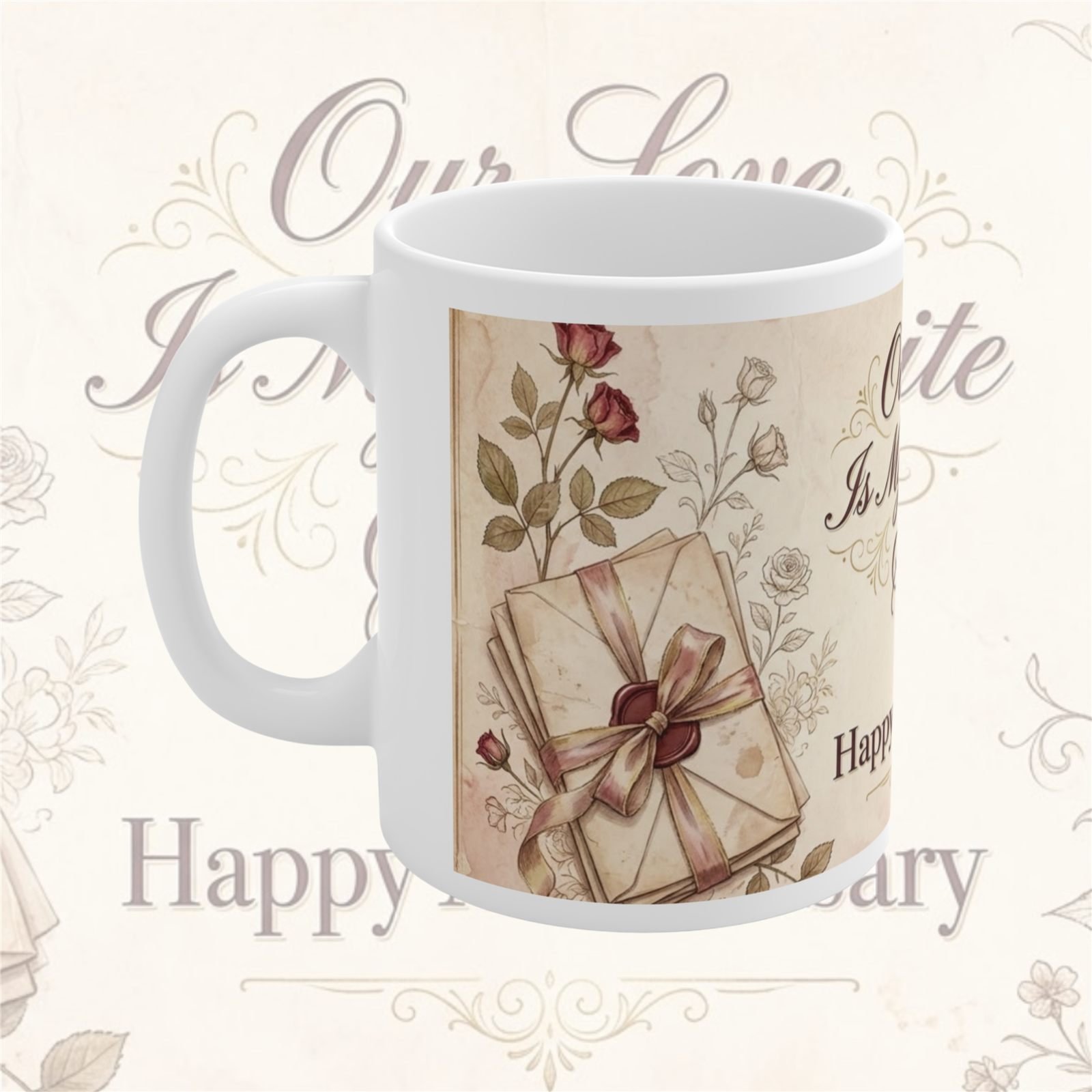 Our Love Is My Favourite Story Anniversary Mug – 325 ml view 2