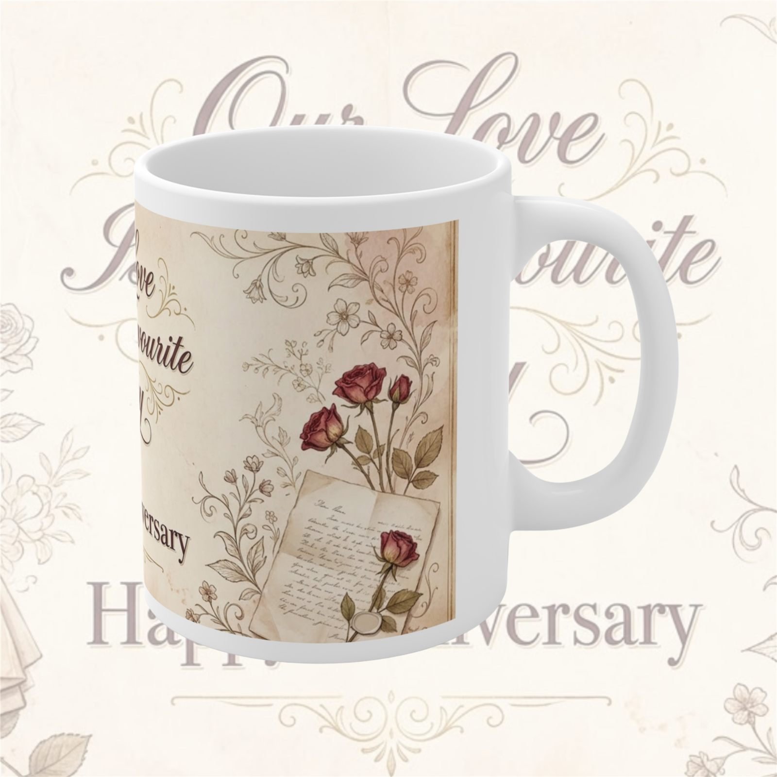 Our Love Is My Favourite Story Anniversary Mug – 325 ml view 3