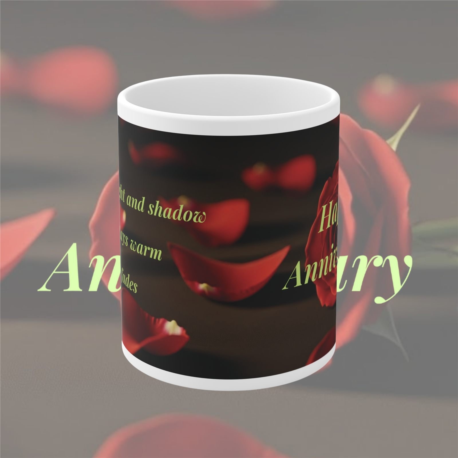 Through Light and Shadow Red Rose Anniversary Mug – 325 ml view 1